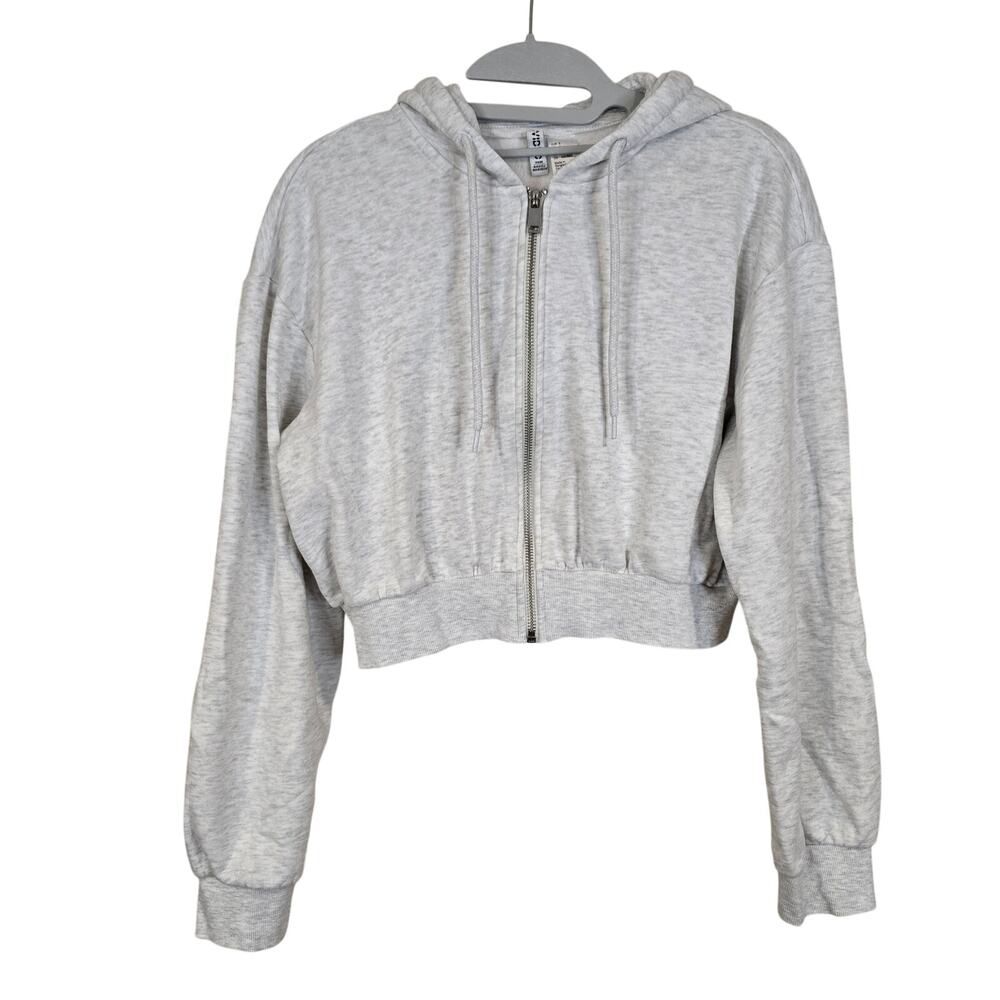 Women's H&M Divided Gray Cropped Full Zip Hoodie Sweatshirt | Size Small - Picture 2 of 9
